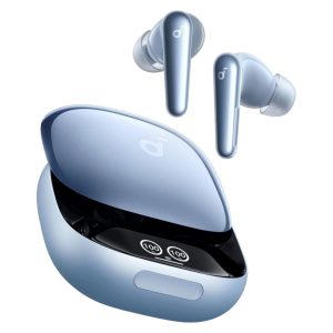 هدفون بلوتوثی انکر مدل Liberty 4 Pro دارای نویز کنسلینگ فعال (ANC)، درگاه شارژ USB Type-C، با قابلیت اتصال به چند دستگاه، پشتیبانی از فرمان لمسی، نمایشگر روی صفحه محفظه شارژ، نشانگر LED، مقاومت در برابر رطوبت و عرق