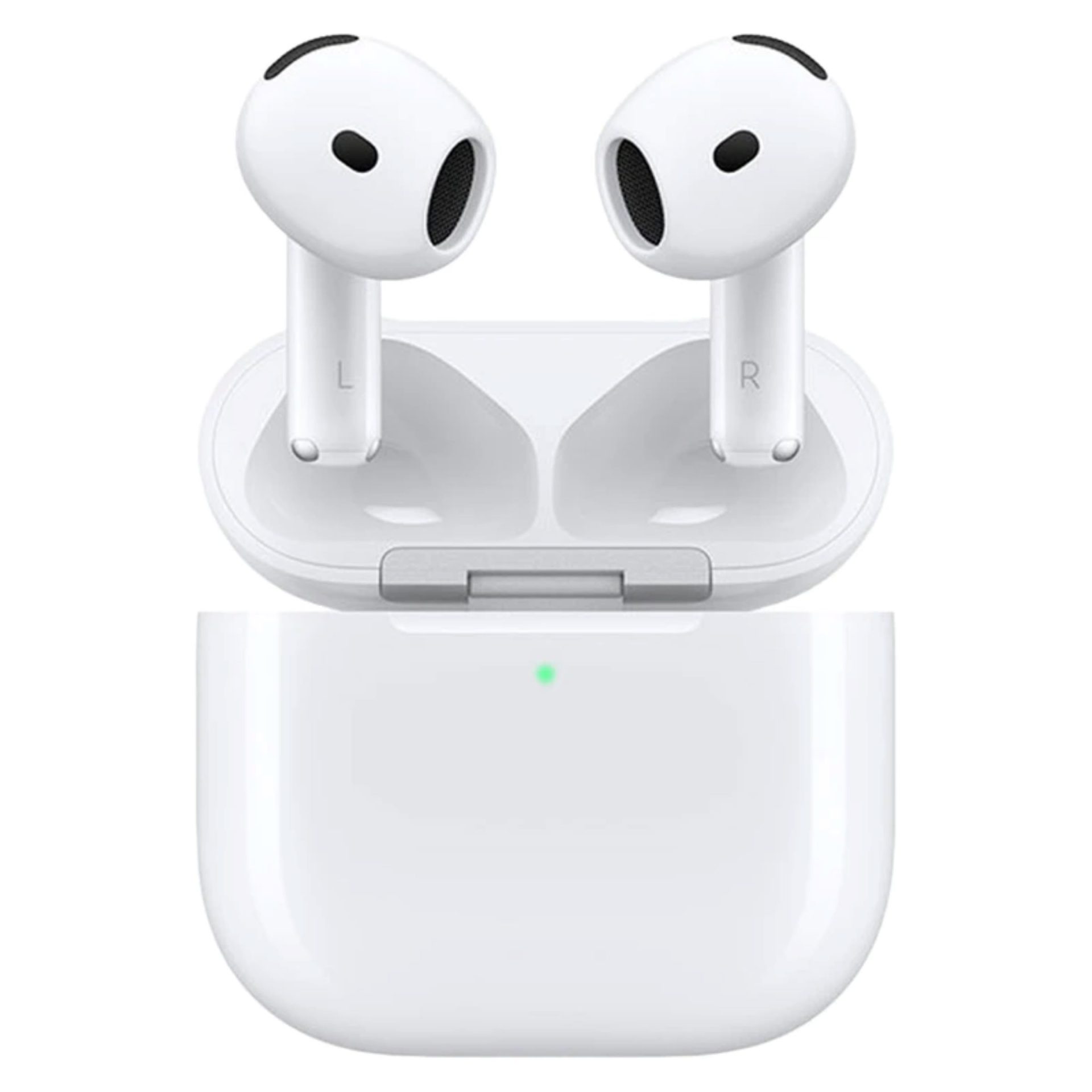 هدفون بلوتوثی اپل مدل AirPods 4 فاقد قابلیت نویز کنسلینگ، درگاه شارژ USB Type-C، شارژ بی سیم، با قابلیت اتصال به چند دستگاه، پشتیبانی از فرمان لمسی، نشانگر LED، پشتیبانی از دستیار صوتی، مقاوم در برابر آب