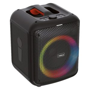 اسپیکر بلوتوثی قابل حمل هیسکا مدل B175، مدت زمان پخش 4 ساعت، نسخه بلوتوث 5، همراه با میکروفون وایرلس، ریموت کنترل، کابل AUX، کابل USB به Type-c، درگاه ارتباطی شامل ورودی TF، دارای نورپردازی، قابلیت TWS، ضبط صدا